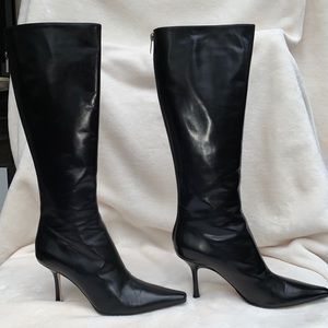 Jimmy Choo Black Kid Leather Black Boots - Peony